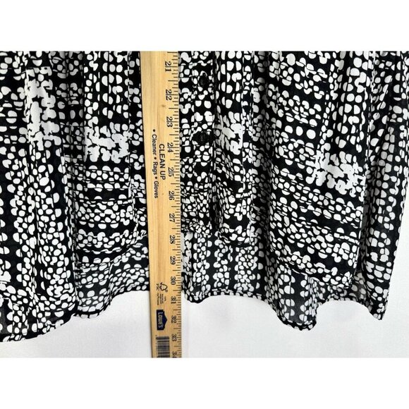 Sunny Leigh Tegan Dot Hilo Top Women’s 1X Black White Pleated 3/4 Sleeve Button - Picture 10 of 11